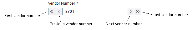 An image of the Vendor Number field with new buttons