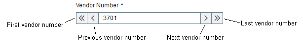 Image of Vendor Number field with new buttons.