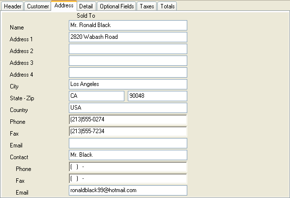 Image of Address Detail tab.