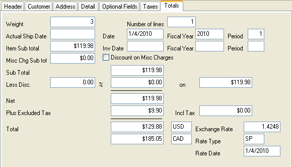 Image of Totals tab.