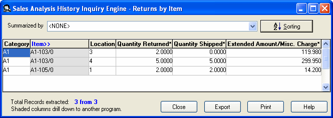 Image of History Inquiry screen.