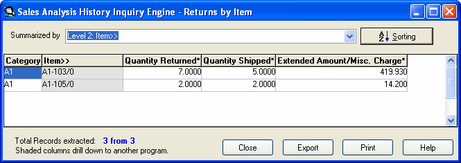 Image of History Inquiry screen.