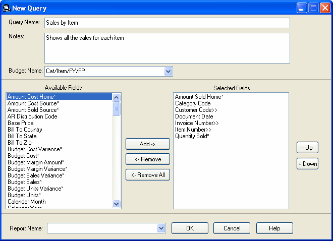 Image of New Query screen.