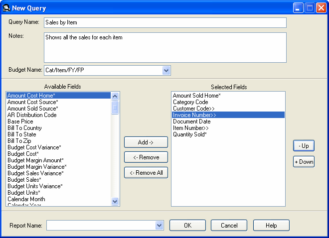 Image of New Query screen.