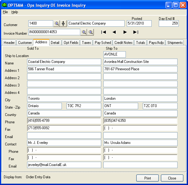 Address Tab
