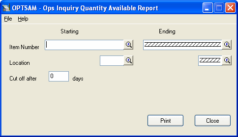 Quantity Available Report