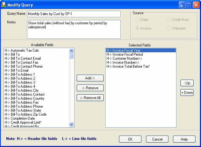 Image of the Modify Query screen