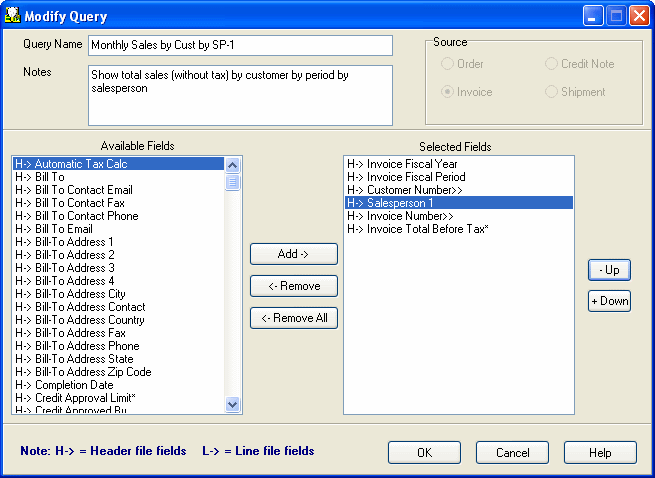 Image of the Modify Query screen