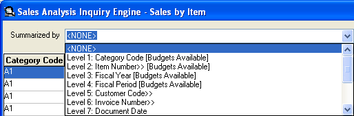 Image of Summarized By dropdown list.