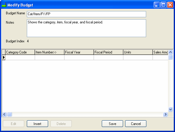 Image of Modify Budget screen