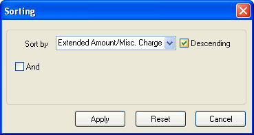 Image of Sorting screen.