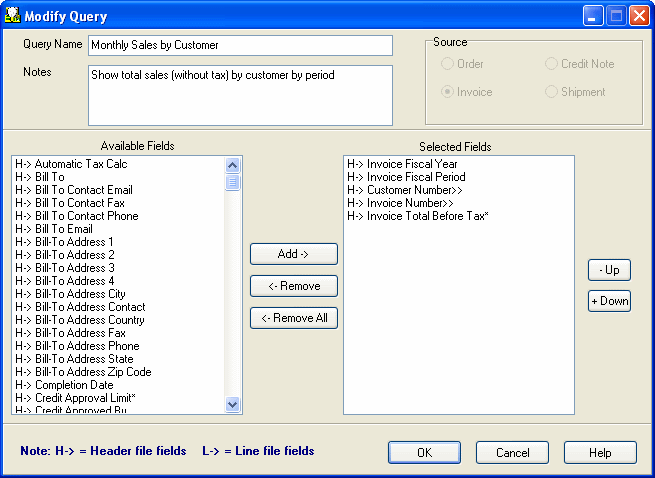 Image of the Modify Query screen