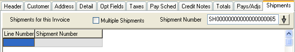 Image of Shipments tab.