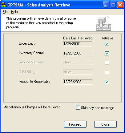 Image of Retrieve screen.