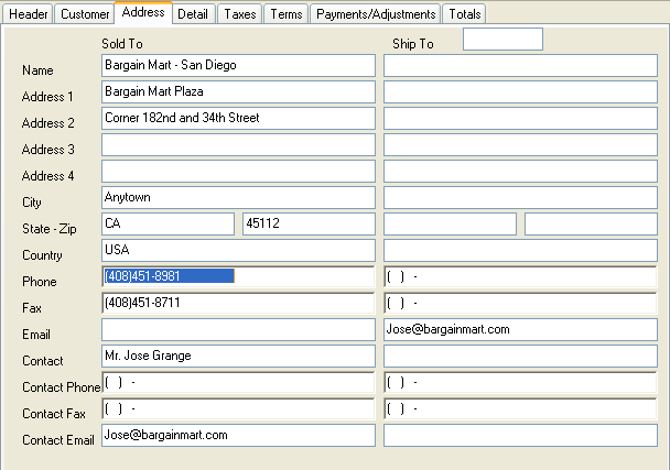 Image of Address Detail screen.