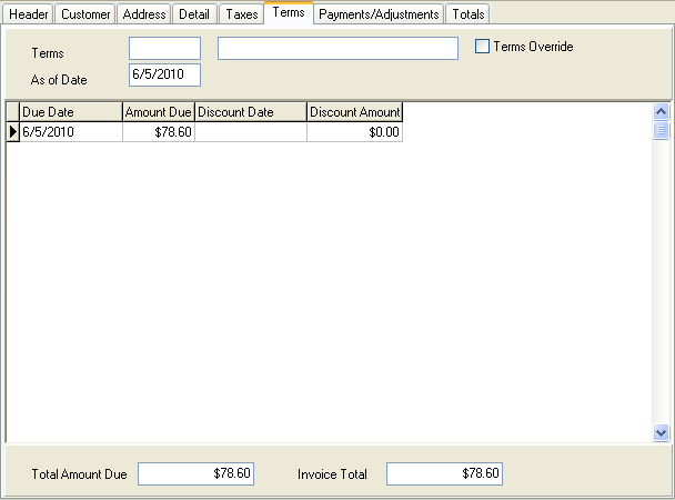 Image of Terms tab.