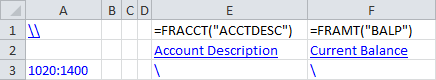 Image showing two backslashes in column A and single backslashes in columns E and F.