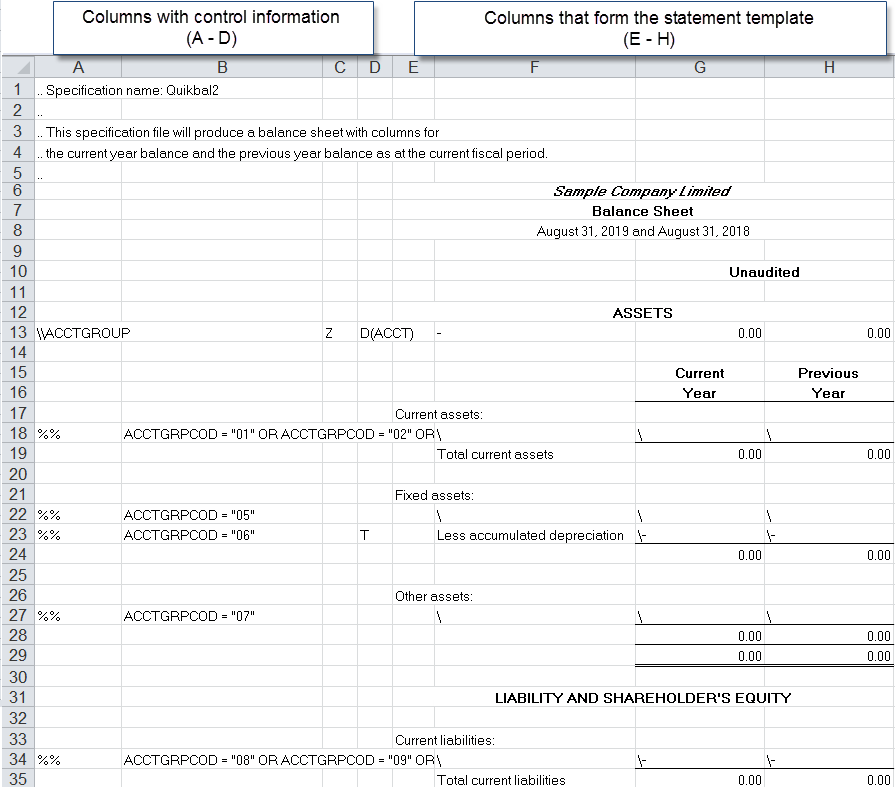 Image of Spec range in a Financial Reporter worksheet.