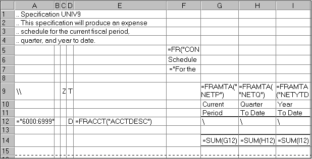 Image showing report specification displayed in formula view.