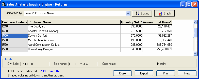 Image of Query results screen showing Graph button.