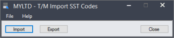 Image of the T/M Import SST Codes screen