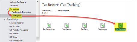 Tax Tracking report